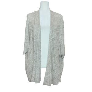 EILEEN‎ FISHER Open Knit Sweater Cardigan Women L Linen Cover Up Flowy Luxury